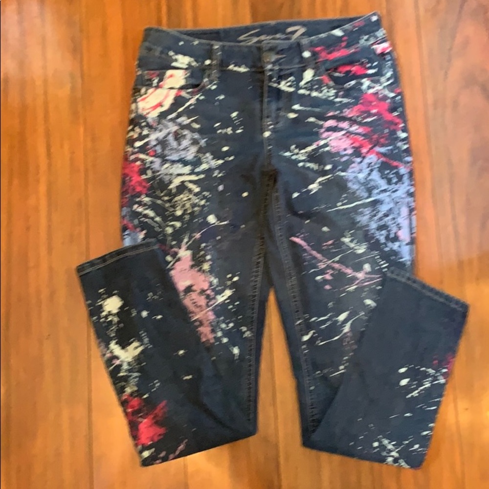 Seven7 Paint splattered Jeans Size 8 EUC